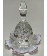 VTG Fenton Opalescent Hand Painted Floral Ruffled Glass Bell Signed K Pl... - £22.84 GBP