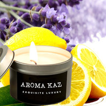 Lavender &amp; Lemon Scented Tin Candles Hand Poured Vegan Friendly Eco Soy - £11.55 GBP+