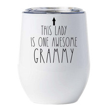 This Lady is One Awesome Grammy Tumbler 12oz Funny Wine Glass Xmas Gift For Mom - £18.31 GBP