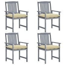  Patio Chairs with Cushions 4 pcs Gray Solid Acacia Wood - $439.99