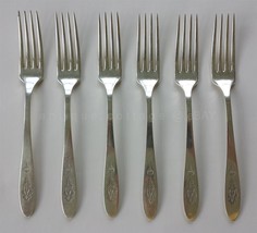 Antique Oneida Community Plate Flatware Silverplate Bird Paradise 6 Forks &quot;R&quot; - £22.64 GBP