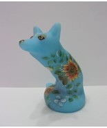 Fenton Glass Blue Sunflower Delight Fox Figurine Ltd Ed #19/30 GSE Kim B... - £141.71 GBP