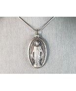 Religious Vintage Estate Sterling Silver Mary Pendant Necklace CREED 13.... - $1,884.61 MXN