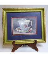 Vintage Framed Porcelain Tea Cup Art Print By Barbara Mock Signed Beauti... - €11,50 EUR