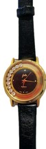 Vtg Jolie Watch Women 33mm Gold Tone Floating Crystals Red Leather New B... - $222.24 MXN
