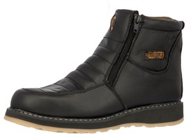 Mens Black Work Boots Leather Slip Resistant Shock Absorbing Botas Trabajo - $64.99