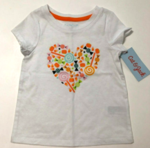 Cat &amp; Jack Halloween Girl&#39;s White Candy Heart Short Sleeve T-Shirt Size:... - £9.43 GBP