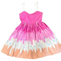 Collectif Jade Vintage Inspired Ice Cream Swing Dress Large/14 Pink Whit... - £89.64 GBP