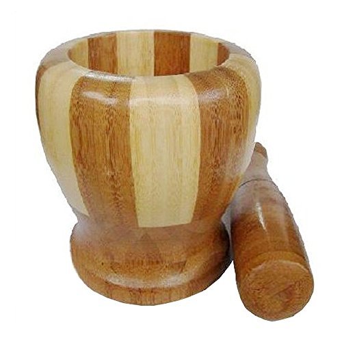 Bluemoona 1 Set - Mixing Bowl for Home Basics Mortar and Pestle Bamboo arlic Mas