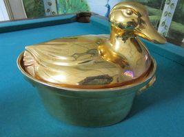 Compatible with Hall Pottery Golden Glow Casserole Duck Tureen Brown CRO... - $123.47