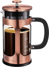 BAYKA US French Press Coffee Maker, 34 Ounce,Glass &amp; Stainless Steel ,Copper - £28.19 GBP
