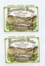 2 Berncastekler Doctor Wine Labels 1983 Riesling Auslese 1982 Riesling S... - $11.88