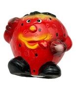 Anthropomorphic Strawberry Piggy Bank Big 7 x 7 in Composite Vintage 1970s - $65.88