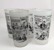 Vintage Set Of 4 It Works Every Time Frosted Poker Glasses By Jimmy Hatlo - $1,166.74 MXN