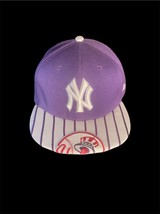 NewEra NY Yankees Exclusive Fitted 59fifty Sz 8 Purple Pen Stripe Rear EUC - $49.99