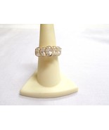 5 WHITE TOPAZ FC OVAL STONES SIGNED STERLING SILVER COCKTAIL RING US SIZE 7.5 - $76.50