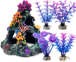 Aquarium Colorful Coral Reef Set Fish Tank Decoration Mountain Ornament for Aqua - £19.13 GBP