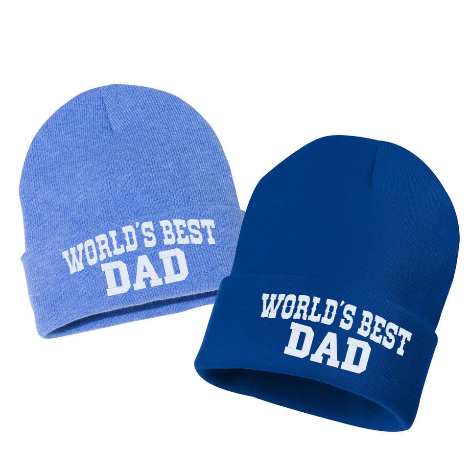 WORLD&#39;S BEST DAD Embroidered Cuffed Beanie Hat, Embroidered Gift, Winter... - $15.99