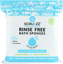 Scrubzz Disposable Rinse Free Bathing Wipes - 25 Pack - All-In-1 Single Use Show - £12.13 GBP