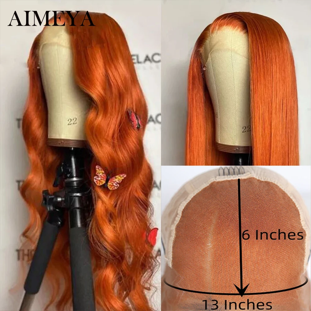 AIMEYA 13X6 Synthetic Lace Front Wigs For Black Women Ginger Orange Lace Wig Pre - £63.72 GBP