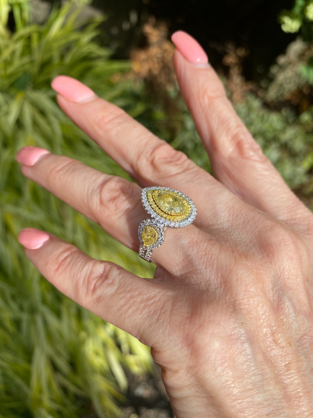 GIA 1.79 Ct Pear Cut Fancy Intense Yellow Diamond Engagement Ring 18k 3.81 TCW Item image 6