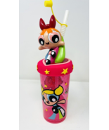 Rare Power Puff Girls Straw Topper Pink Cup Zak Cartoon Network 2000 Vin... - £117.98 GBP