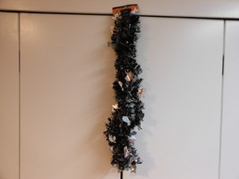 Greenbrier &quot;Halloween Silver Ghost On Black Tinsel Garland&quot; 9 Feet Strand - $6.88