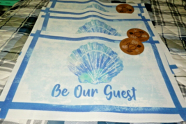 NEW Set 4 Coastal SEA SHELL PLACEMATS  Vinyl Beach Watercolor BE OUR GUEST - £23.79 GBP