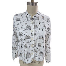 2005 Vtg Christopher &amp; Banks Cotton Stretch Shirt Jacket Shopping Themed... - $28.00