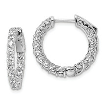 Sterling Shimmer Silver  26 Stone 2.5mm CZ In and Out Round Hinged Hoop ... - $2,610.10 MXN