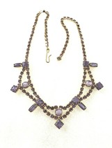 VTG Purple Crystal &amp; Glass rhinestones statement  necklace 15.75&quot;L - £35.83 GBP