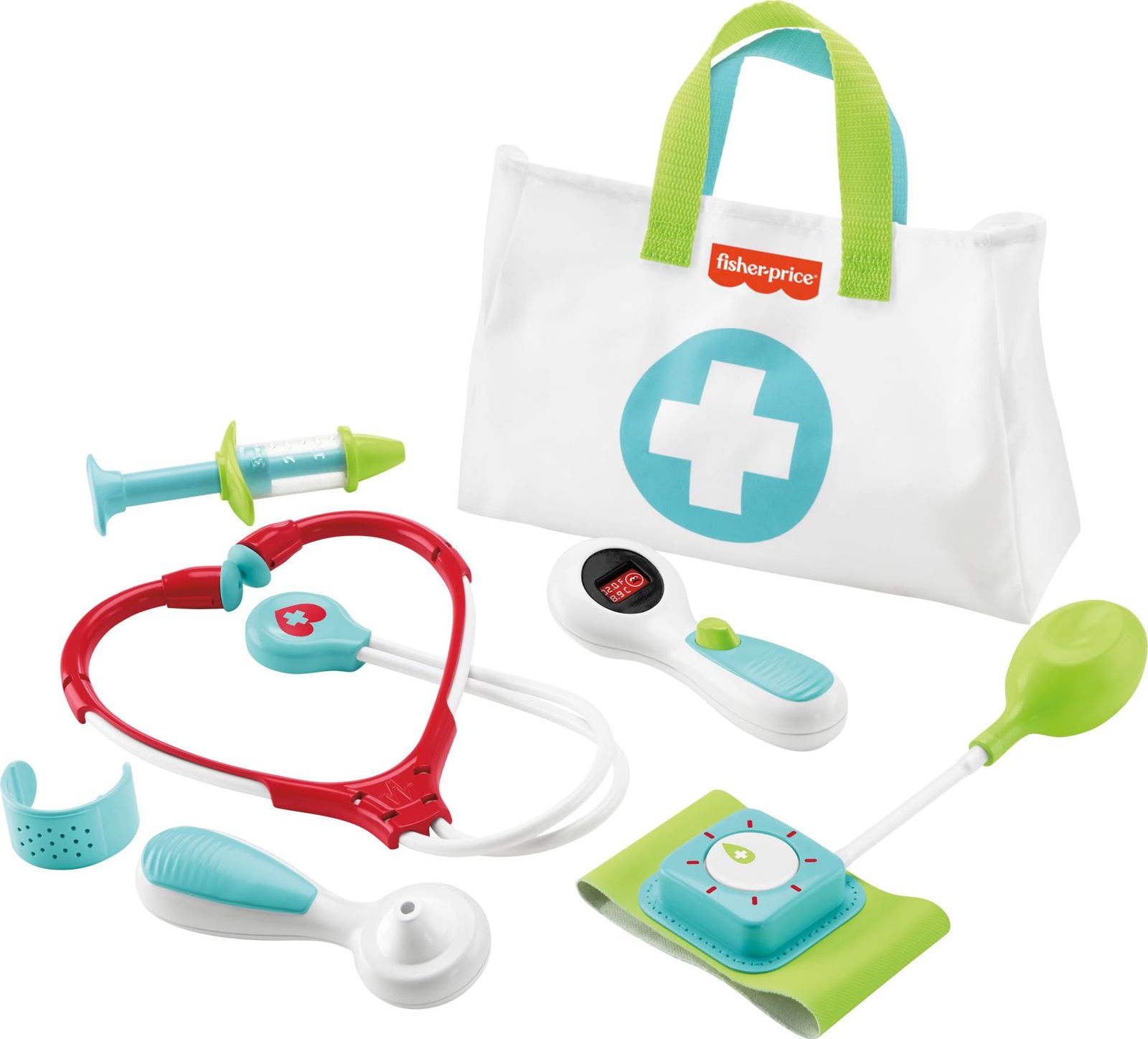 Fisher-Price Preschool Pretend Play Medical Kit 7-Piece Doctor Bag Dress Up Toys - £21.78 GBP