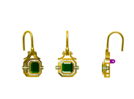 14K or Jaune Plaqué 2.50Ct Lab-Created Vert Émeraude Goutte / Pendantes Oreilles - £64.21 GBP