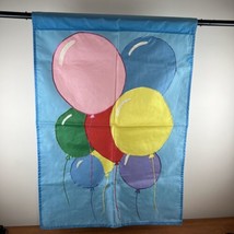 Garden Yard Flag Banner 39.5x28 Ballon’s Blue Red Green Birthday Party Spring - £7.78 GBP