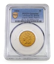 1834 $5 Classic Head Gold Half Eagle Graded by PCGS as AU Detail - Cleaned - $3,850.48