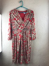 New York and Company Geometric Print Faux Wrap Dress 3/4 Sleeve Womens S... - $24.15