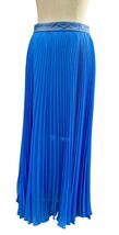 Beautiful ALICE + OLIVIA Blue With Leather Waist Pleated 1/2 Lined Skirt... - $98.99
