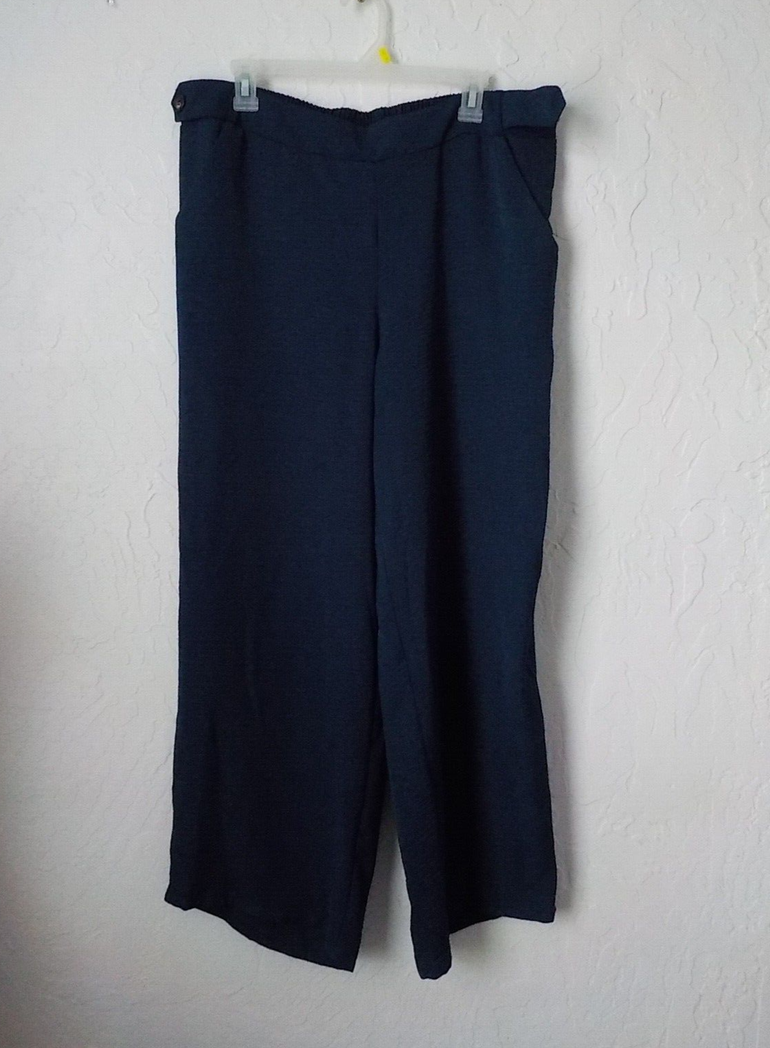 Primary image for IN Studio Blue Casual Light Pants Women size 1X Elastic Waist Pockets Flat Front