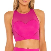 Adam Selman Sport Carbon38 Pink Sheer Heart Sports Bra Crop Top NWT size XS - $99.99