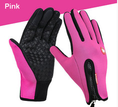 Pink Neoprene Touch Screen Waterproof Bicycle Bike Cycling Winter Gloves M L XL - £7.93 GBP