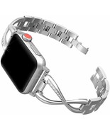 Stainless Steel Band Compatible for iWatch 38mm 40mm, Dressy Bling Elega... - £14.79 GBP