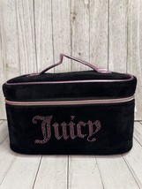 Juicy Couture Black Valour Rhinestone Makeup Bag Train Case Pink Shiny Handle - £37.57 GBP