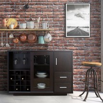 Espresso Brown Dry Bar Storage Holds 16 Bottles Wine Rack Liquor Cabinet... - £563.02 GBP