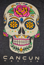 Cancun, Mexico Sugar Skull Tropical Relax Adult Cotton Graphic T-Shirt M... - £9.94 GBP