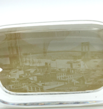 BROOKLYN BRIDGE c. 1920 vintage glass paperweight - NY city scape sepia tone - £32.05 GBP