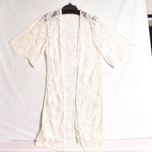 Woven Heart Women&#39;s Cream Floral Crochet Lace Duster Size Large - £16.91 GBP