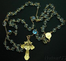 Catholic Rosary Vintage Bohemian Crystal &amp; Gold Vermeil Cross &amp; Center Rare - £144.07 GBP