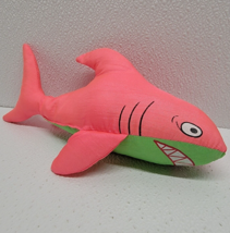 Vintage Pink Green Shark Plush Stuffed Nylon Toy 9.5&quot;  - £33.05 GBP