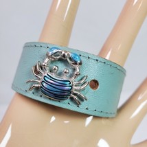 Vintage Crab Cancer Blue Grunge Wrap Bracelet Band Handcrafted 8.25 Inch - £20.53 GBP