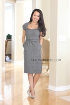 Banana Republic Sz 14 Womens Wool Sheath Dress Gray Belted Lghtwght Stretch $150 - $23.75